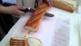 Snijden brood met een ultrasone mes