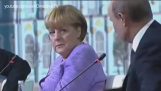 Merkel's gaze at “humor” Putin's