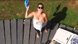 Drone SPY Helicopter Woman on Pool – Goes Terribly Wrong! DJI Phantom 4 Crash