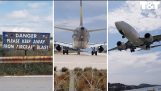 Turystyczny przewrócone przez Jet Blast Na lotnisku Skiathos