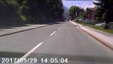 “Parked car” rolled downhill – dashcam