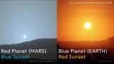 Zachód słońca na Ziemi i na Marsie
