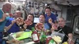 Pizza night at the International Space Station