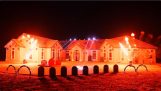 Halloween light and fire show to the beat of 'Toxicity'