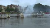 Batalla naval con barcos teledirigidos.