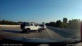 Vehicle collides with car in the emergency lane