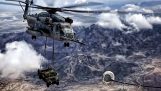 elicopter militar realimentat în aer și transporta un Hummer