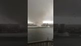 The moment a powerful typhoon passes by city Fort Walton