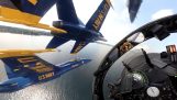 Inne i cockpiten på ett flygplan av dagdröm “Blå änglar”
