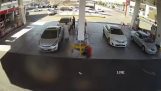Tank explosion at a petrol station