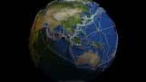 A rede de fibra óptica submarina em todo o mundo