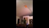 How to catch the balloon from the ceiling;