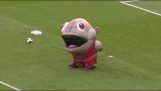 The funny show by the mascot Derby County