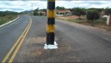 Telephone pole in awkward position (Brazil)