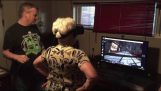 A grandmother discovers for the first time virtual reality