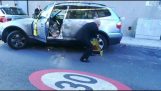 Assistente remove a polícia de trânsito pinça de seu carro