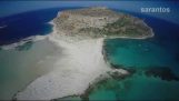 Den smukke strand Balos på Kreta, i antenne skud fra drone