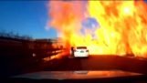 דלק הצתה מפחיד לאחר תאונת המכלית