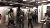 Vynikajúci výkon pouličný hudobníci na stanici metra