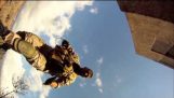 Airsoft player falls from roof due to lack of attention
