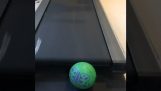 Een bal in het kader van een loopband