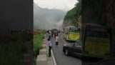 Huge landslide on a road of Beijing
