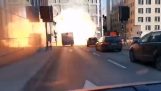 Een bus ontploft in Stockholm