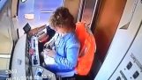 Tram derails as the driver writes a message on her cell phone