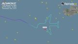 Pilot draws a Boeing 747 with its course in the sky