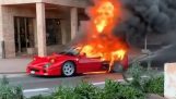 Un Ferrari F40 quemado en Monte Carlo