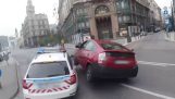 A patrol car causes an accident (Hungary)