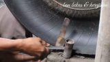 Konštrukcia stoličky zo starých pneumatík