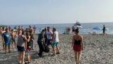 Turistit pidättävät huumekauppiaita rannalla (Espanja)