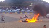 Massive motorcycle accident in Moto2 GP