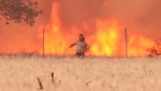 Kaivinkoneen kuljettaja pakenee tulipalosta viime hetkellä (Espanja)